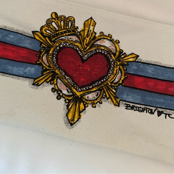 Brighton 2019 "In Love We Trust" 3pc Canvas Tote Bag & 2 Matching Pouch Set NWT - Picture 6 of 16